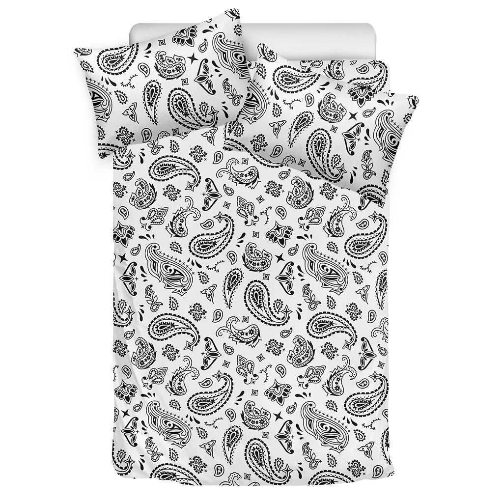White Paisley Bandana Pattern Print Duvet Cover Bedding Set