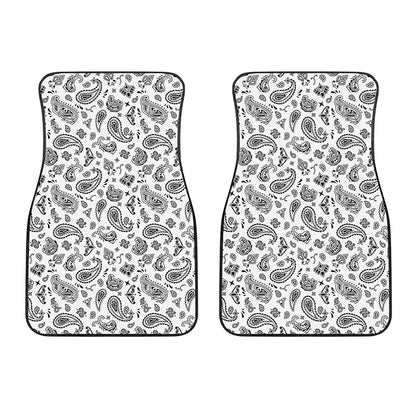 White Paisley Bandana Pattern Print Front Car Floor Mats