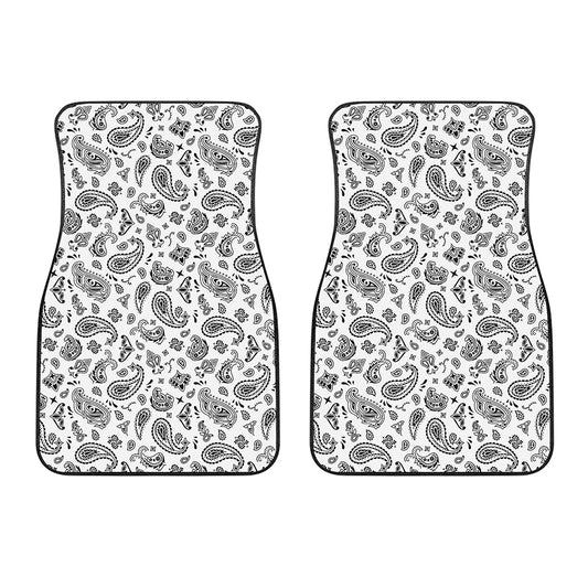 White Paisley Bandana Pattern Print Front Car Floor Mats