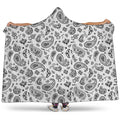 White Paisley Bandana Pattern Print Hooded Blanket