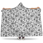 White Paisley Bandana Pattern Print Hooded Blanket