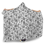 White Paisley Bandana Pattern Print Hooded Blanket