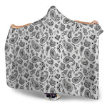 White Paisley Bandana Pattern Print Hooded Blanket