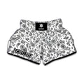 White Paisley Bandana Pattern Print Muay Thai Boxing Shorts