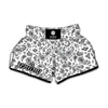 White Paisley Bandana Pattern Print Muay Thai Boxing Shorts