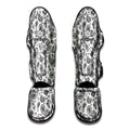 White Paisley Bandana Pattern Print Muay Thai Shin Guards