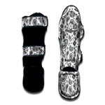 White Paisley Bandana Pattern Print Muay Thai Shin Guard