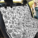 White Paisley Bandana Pattern Print Pet Car Back Seat Cover