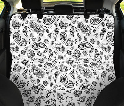 White Paisley Bandana Pattern Print Pet Car Back Seat Cover