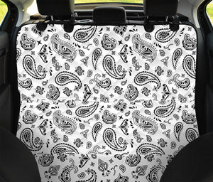 White Paisley Bandana Pattern Print Pet Car Back Seat Cover