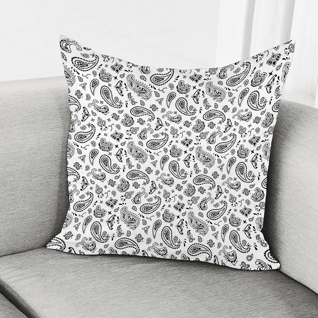 White Paisley Bandana Pattern Print Pillow Cover