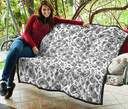 White Paisley Bandana Pattern Print Quilt