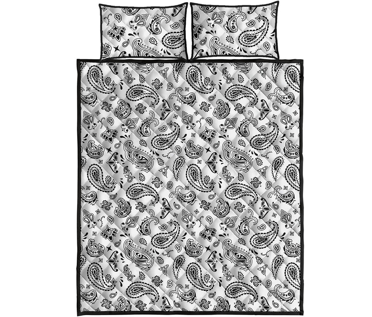 White Paisley Bandana Pattern Print Quilt Bed Set