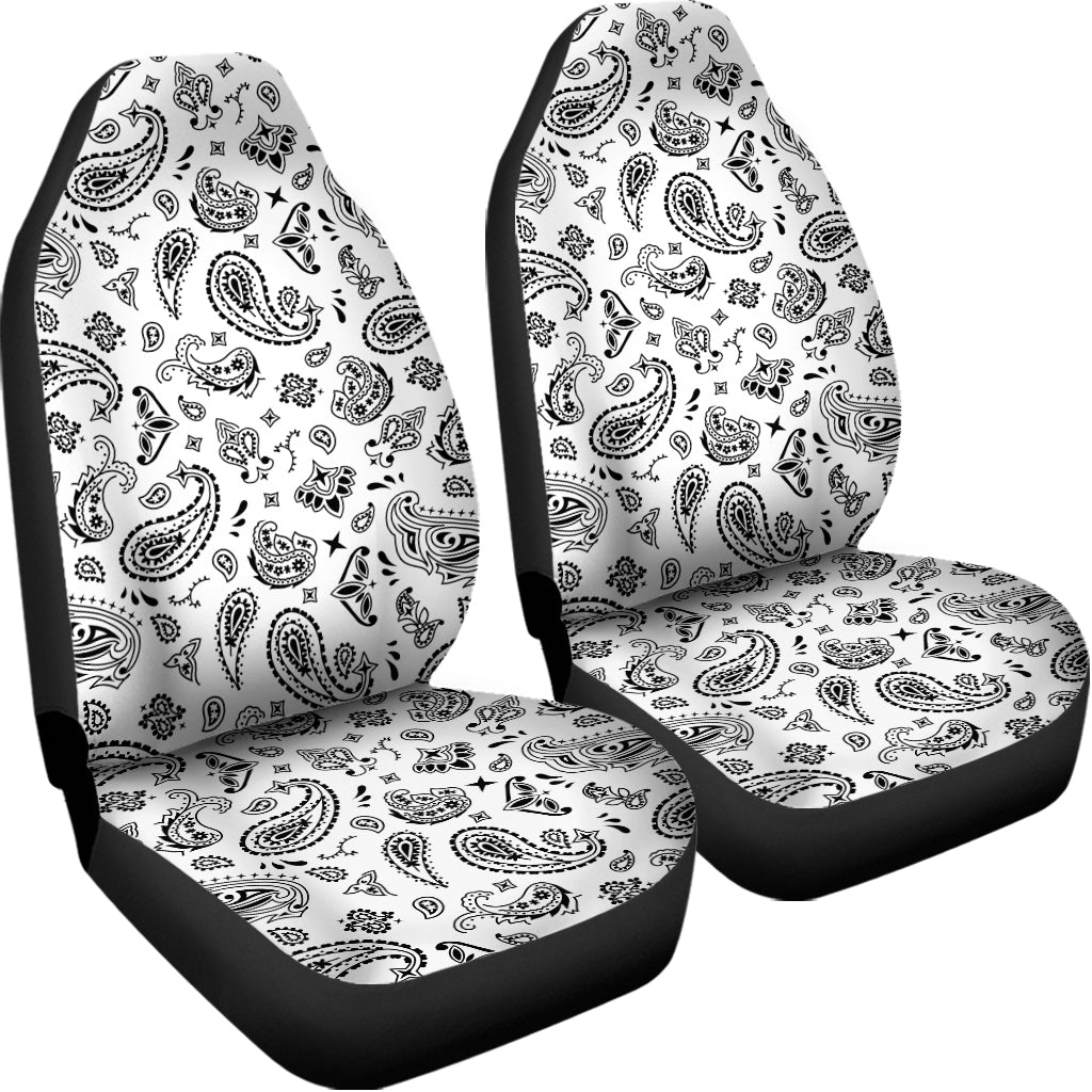 White Paisley Bandana Pattern Print Universal Fit Car Seat Covers