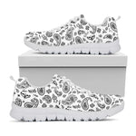 White Paisley Bandana Pattern Print White Sneakers