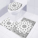 White Paisley Bandana Print 3 Piece Bath Mat Set
