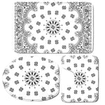 White Paisley Bandana Print 3 Piece Bath Mat Set
