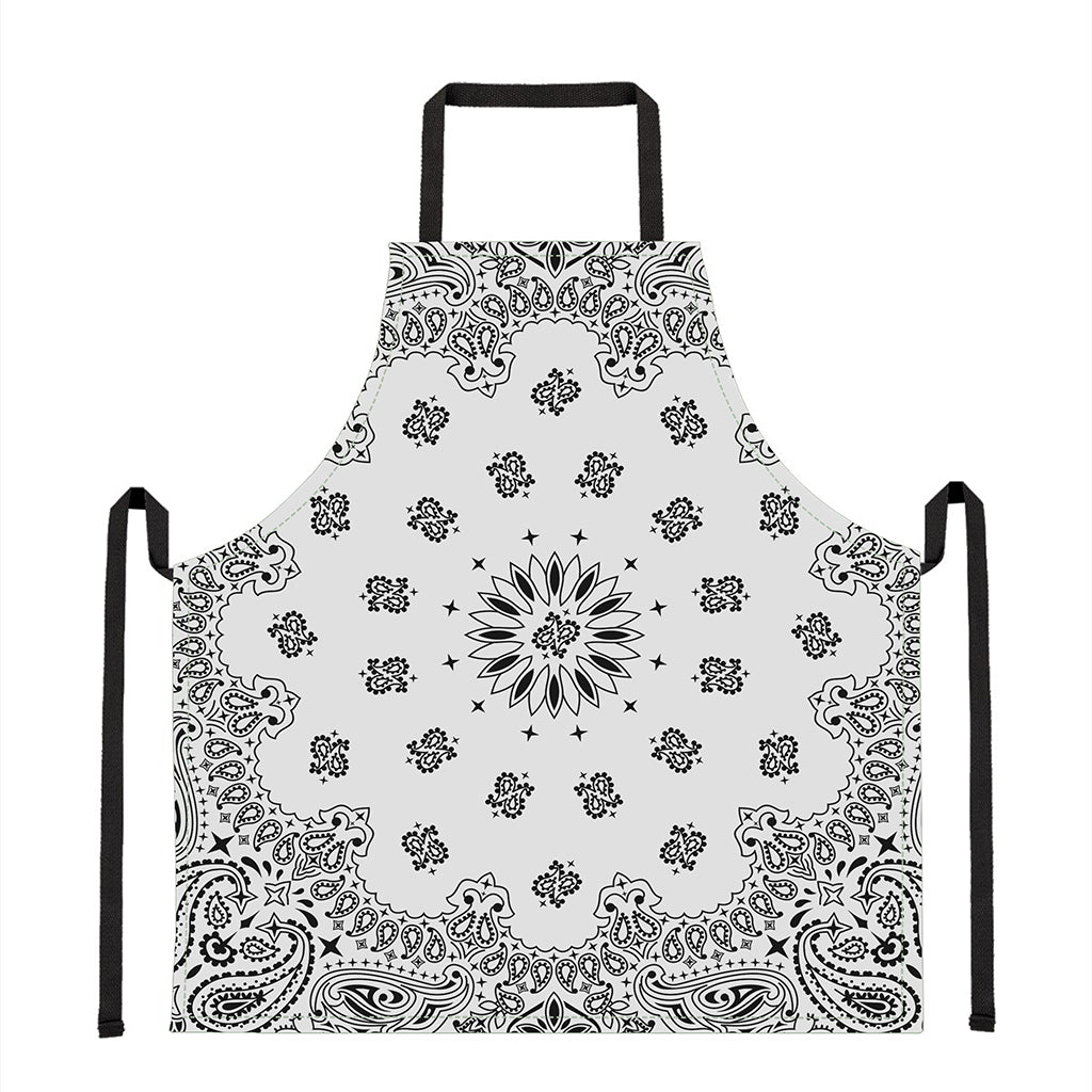 White Paisley Bandana Print Apron