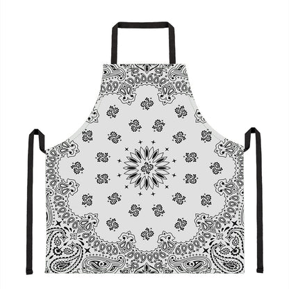 White Paisley Bandana Print Apron