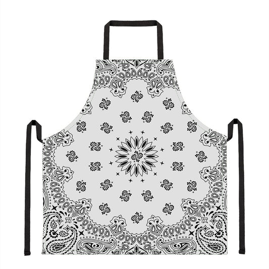 White Paisley Bandana Print Apron