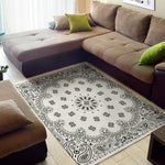White Paisley Bandana Print Area Rug