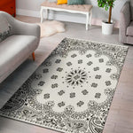 White Paisley Bandana Print Area Rug