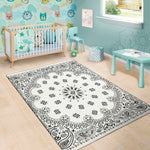 White Paisley Bandana Print Area Rug