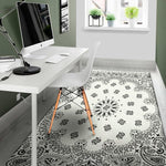 White Paisley Bandana Print Area Rug