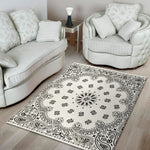 White Paisley Bandana Print Area Rug