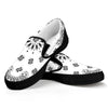 White Paisley Bandana Print Black Slip On Shoes