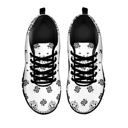 White Paisley Bandana Print Black Sneakers