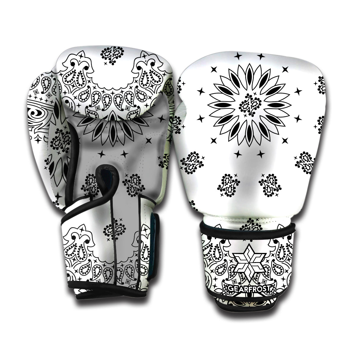 White Paisley Bandana Print Boxing Gloves