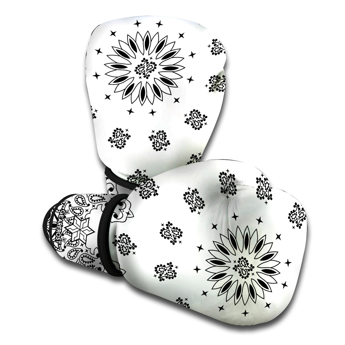 White Paisley Bandana Print Boxing Gloves