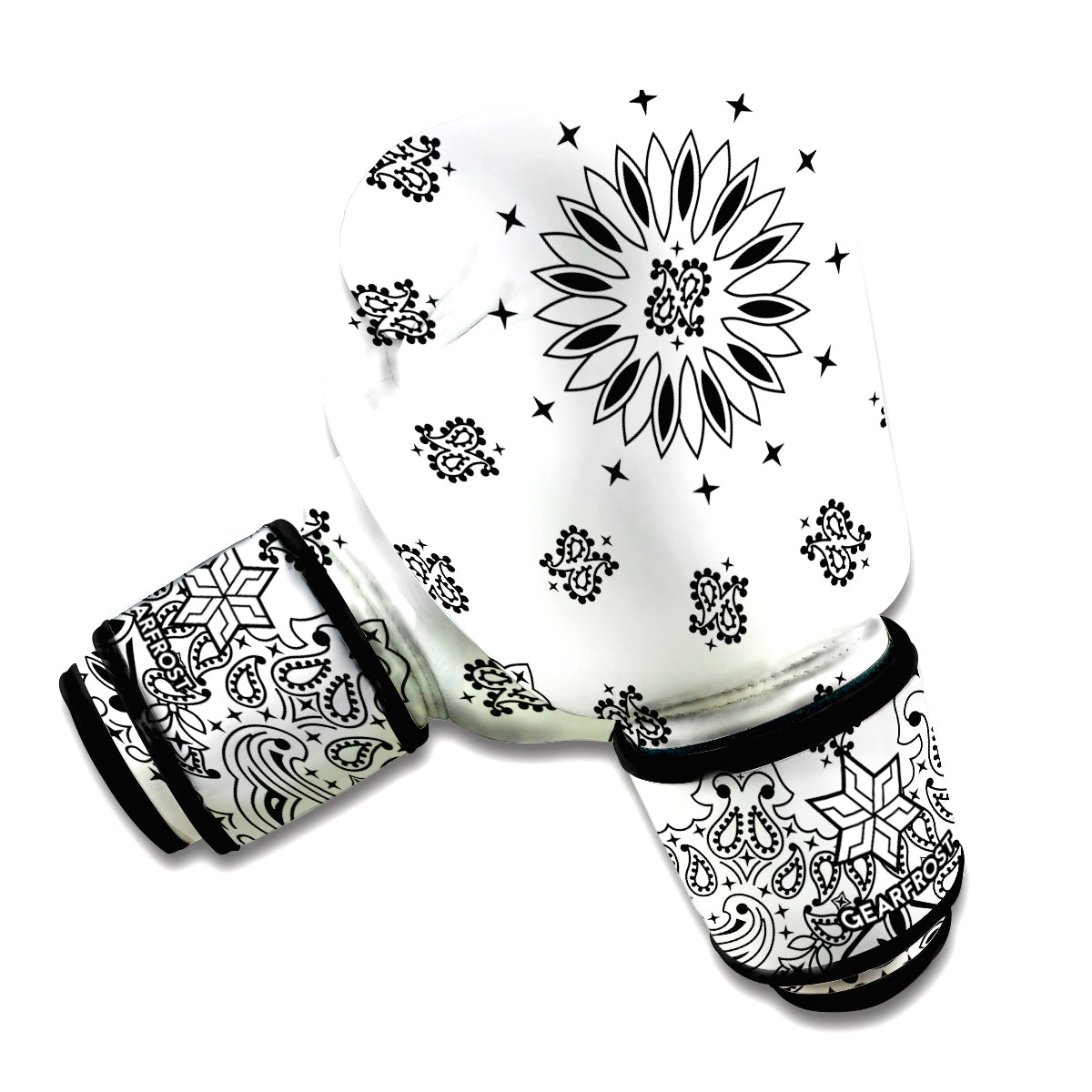 White Paisley Bandana Print Boxing Gloves