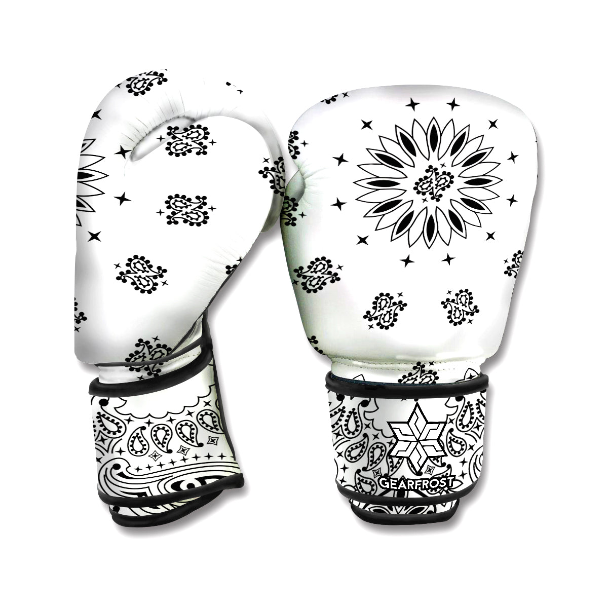 White Paisley Bandana Print Boxing Gloves
