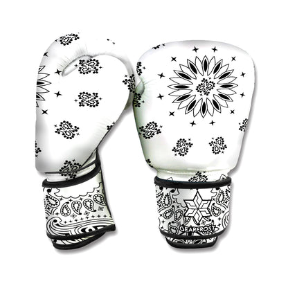 White Paisley Bandana Print Boxing Gloves