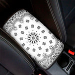 White Paisley Bandana Print Car Center Console Cover