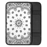 White Paisley Bandana Print Car Center Console Cover