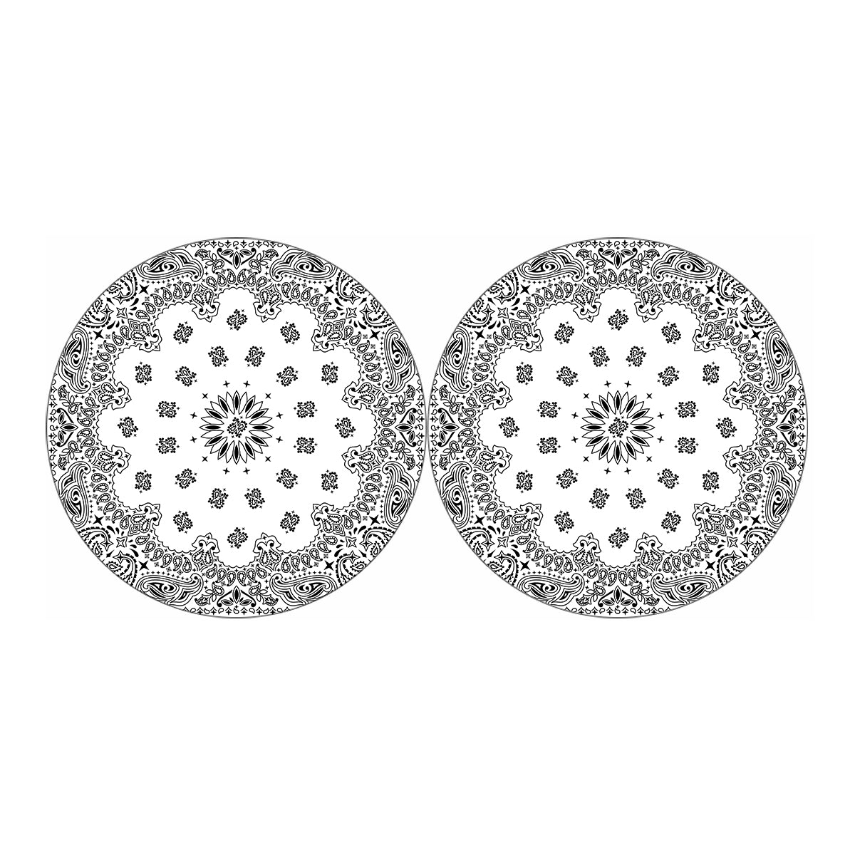 White Paisley Bandana Print Car Coasters