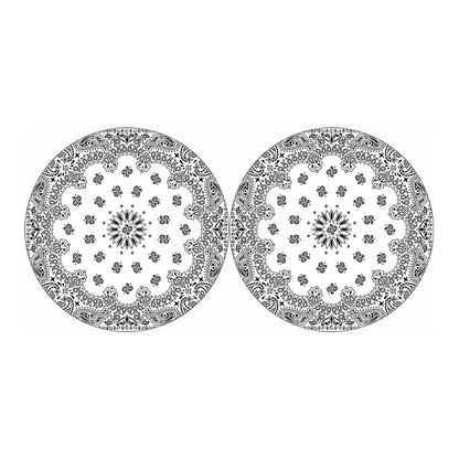 White Paisley Bandana Print Car Coasters