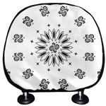 White Paisley Bandana Print Car Headrest Covers