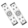 White Paisley Bandana Print Car Seat Belt Covers