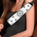 White Paisley Bandana Print Car Seat Belt Covers
