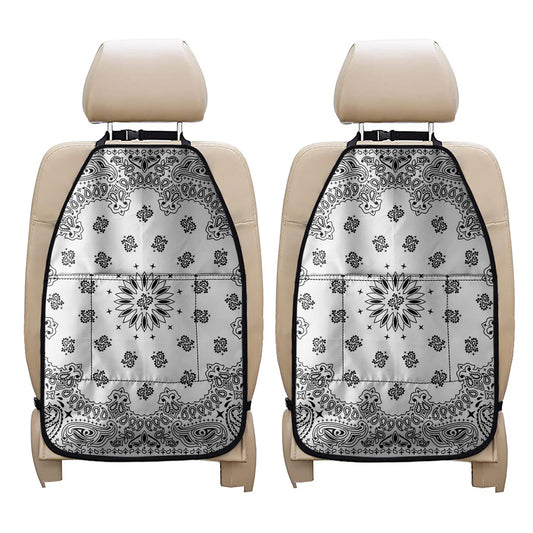 White Paisley Bandana Print Car Seat Organizers