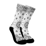 White Paisley Bandana Print Crew Socks