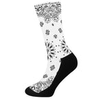White Paisley Bandana Print Crew Socks