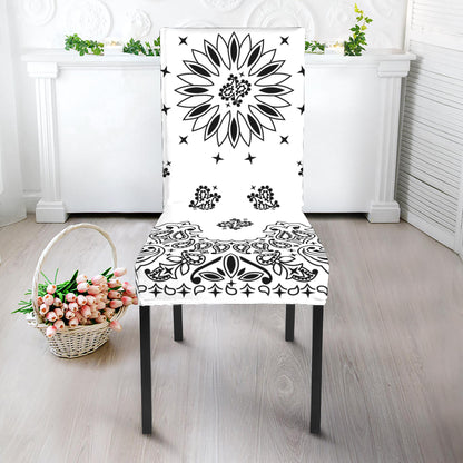 White Paisley Bandana Print Dining Chair Slipcover