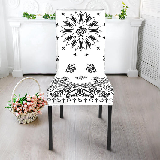 White Paisley Bandana Print Dining Chair Slipcover