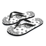 White Paisley Bandana Print Flip Flops