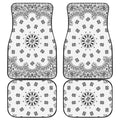 White Paisley Bandana Print Front and Back Car Floor Mats